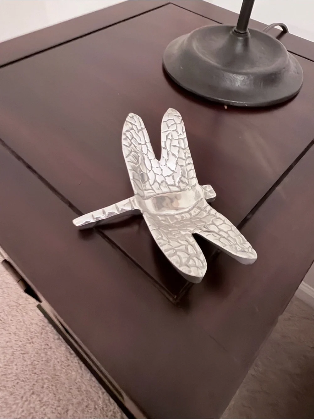 Silver Dragonfly trinket dish or tabletop decor